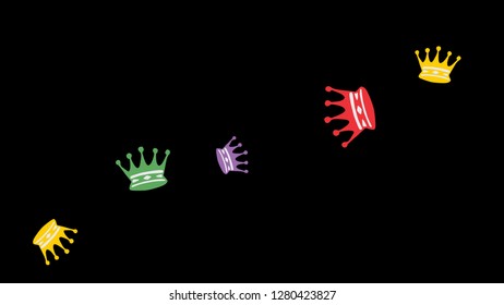 Elegant vector background with colored crowns. Simple gentle template for the card, invitation, printing. Fashionable decoration with beautiful crowns.
