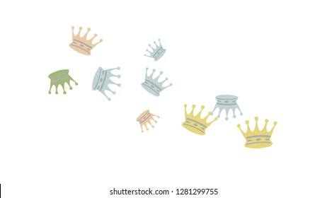 Elegant vector background with colored crowns. Simple gentle template for the card, invitation, printing. Fashionable decoration with beautiful crowns.
