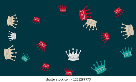 Elegant vector background with colored crowns. Simple gentle template for the card, invitation, printing. Fashionable decoration with beautiful crowns.
