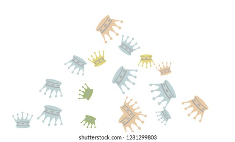 Elegant vector background with colored crowns. Simple gentle template for the card, invitation, printing. Fashionable decoration with beautiful crowns.
