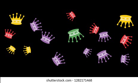 Elegant vector background with colored crowns. Simple gentle template for the card, invitation, printing. Fashionable decoration with beautiful crowns.
