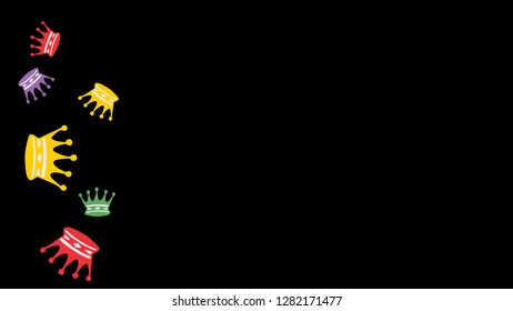 Elegant vector background with colored crowns. Simple gentle template for the card, invitation, printing. Fashionable decoration with beautiful crowns.
