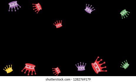 Elegant vector background with colored crowns. Simple gentle template for the card, invitation, printing. Fashionable decoration with beautiful crowns.
