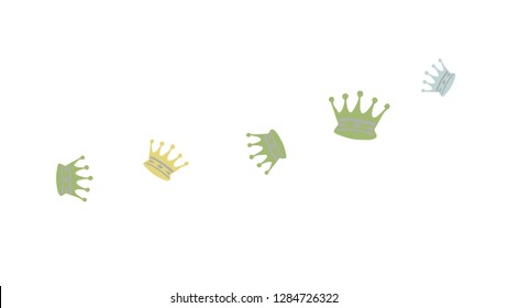 Elegant vector background with colored crowns. Simple gentle template for the card, invitation, printing. Fashionable decoration with beautiful crowns.
