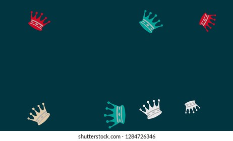 Elegant vector background with colored crowns. Simple gentle template for the card, invitation, printing. Fashionable decoration with beautiful crowns.
