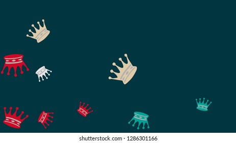 Elegant vector background with colored crowns. Simple gentle template for the card, invitation, printing. Fashionable decoration with beautiful crowns.
