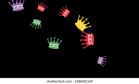 Elegant vector background with colored crowns. Simple gentle template for the card, invitation, printing. Fashionable decoration with beautiful crowns.
