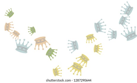Elegant vector background with colored crowns. Simple gentle template for the card, invitation, printing. Fashionable decoration with beautiful crowns.
