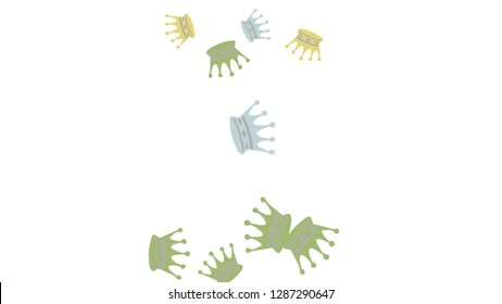 Elegant vector background with colored crowns. Simple gentle template for the card, invitation, printing. Fashionable decoration with beautiful crowns.
