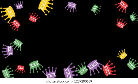 Elegant vector background with colored crowns. Simple gentle template for the card, invitation, printing. Fashionable decoration with beautiful crowns.
