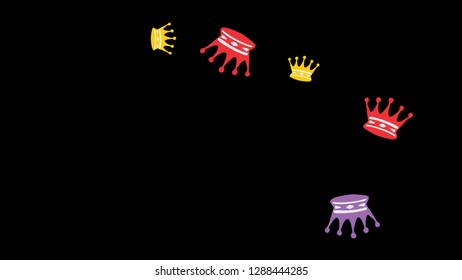 Elegant vector background with colored crowns. Simple gentle template for the card, invitation, printing. Fashionable decoration with beautiful crowns.

