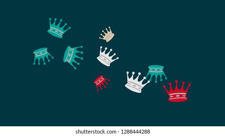Elegant vector background with colored crowns. Simple gentle template for the card, invitation, printing. Fashionable decoration with beautiful crowns.
