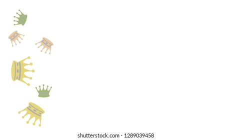 Elegant vector background with colored crowns. Simple gentle template for the card, invitation, printing. Fashionable decoration with beautiful crowns.
