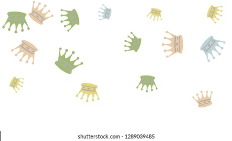 Elegant vector background with colored crowns. Simple gentle template for the card, invitation, printing. Fashionable decoration with beautiful crowns.
