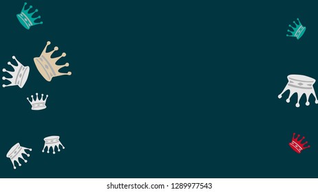 Elegant vector background with colored crowns. Simple gentle template for the card, invitation, printing. Fashionable decoration with beautiful crowns.
