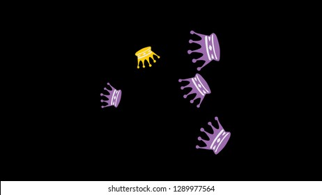 Elegant vector background with colored crowns. Simple gentle template for the card, invitation, printing. Fashionable decoration with beautiful crowns.
