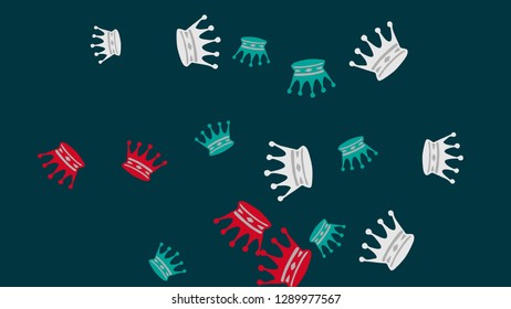 Elegant vector background with colored crowns. Simple gentle template for the card, invitation, printing. Fashionable decoration with beautiful crowns.
