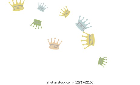 Elegant vector background with colored crowns. Simple gentle template for the card, invitation, printing. Fashionable decoration with beautiful crowns.
