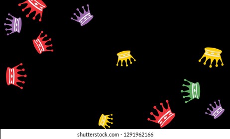 Elegant vector background with colored crowns. Simple gentle template for the card, invitation, printing. Fashionable decoration with beautiful crowns.
