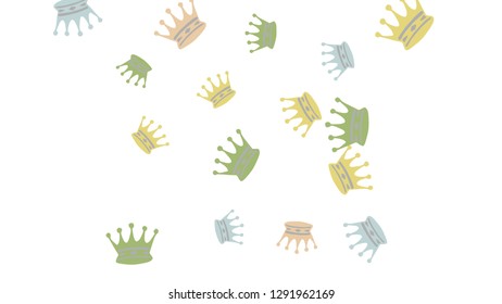 Elegant vector background with colored crowns. Simple gentle template for the card, invitation, printing. Fashionable decoration with beautiful crowns.
