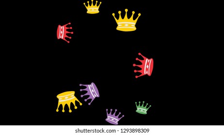 Elegant vector background with colored crowns. Simple gentle template for the card, invitation, printing. Fashionable decoration with beautiful crowns.
