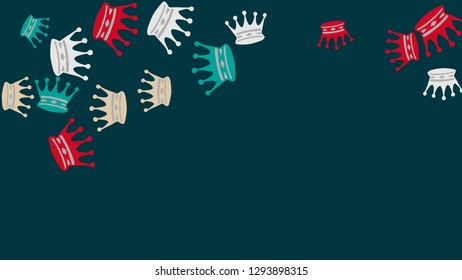 Elegant vector background with colored crowns. Simple gentle template for the card, invitation, printing. Fashionable decoration with beautiful crowns.
