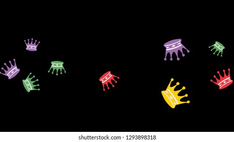 Elegant vector background with colored crowns. Simple gentle template for the card, invitation, printing. Fashionable decoration with beautiful crowns.
