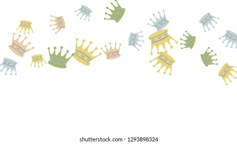 Elegant vector background with colored crowns. Simple gentle template for the card, invitation, printing. Fashionable decoration with beautiful crowns.
