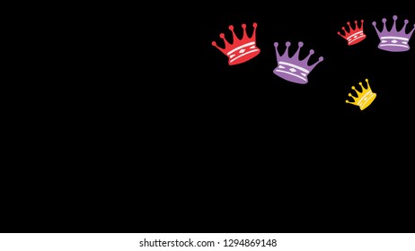 Elegant vector background with colored crowns. Simple gentle template for the card, invitation, printing. Fashionable decoration with beautiful crowns.
