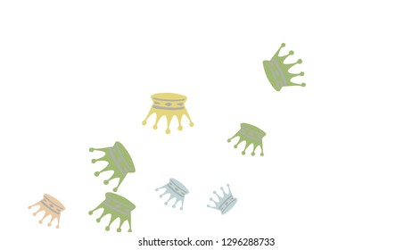 Elegant vector background with colored crowns. Simple gentle template for the card, invitation, printing. Fashionable decoration with beautiful crowns.
