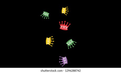 Elegant vector background with colored crowns. Simple gentle template for the card, invitation, printing. Fashionable decoration with beautiful crowns.
