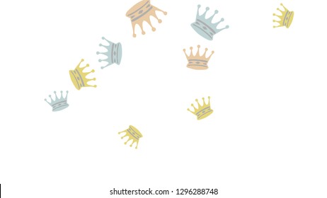 Elegant vector background with colored crowns. Simple gentle template for the card, invitation, printing. Fashionable decoration with beautiful crowns.
