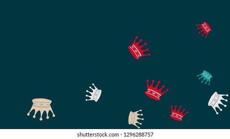 Elegant vector background with colored crowns. Simple gentle template for the card, invitation, printing. Fashionable decoration with beautiful crowns.

