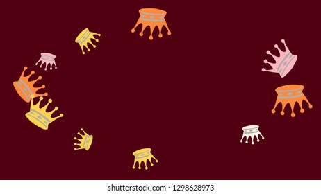 Elegant vector background with colored crowns. Simple gentle template for the card, invitation, printing. Fashionable decoration with beautiful crowns.
