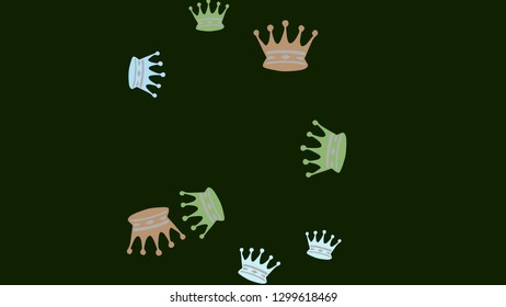 Elegant vector background with colored crowns. Simple gentle template for the card, invitation, printing. Fashionable decoration with beautiful crowns.
