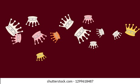Elegant vector background with colored crowns. Simple gentle template for the card, invitation, printing. Fashionable decoration with beautiful crowns.
