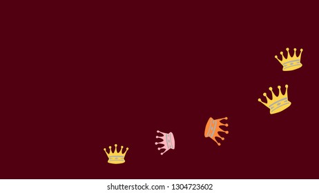 Elegant vector background with colored crowns. Simple gentle template for the card, invitation, printing. Fashionable decoration with beautiful crowns.
