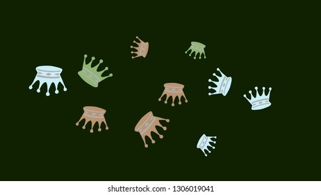 Elegant vector background with colored crowns. Simple gentle template for the card, invitation, printing. Fashionable decoration with beautiful crowns.
