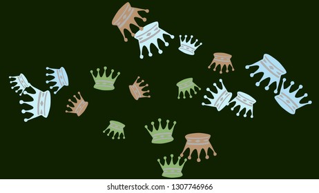 Elegant vector background with colored crowns. Simple gentle template for the card, invitation, printing. Fashionable decoration with beautiful crowns.
