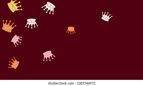 Elegant vector background with colored crowns. Simple gentle template for the card, invitation, printing. Fashionable decoration with beautiful crowns.

