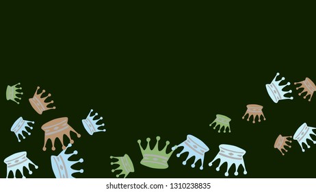 Elegant vector background with colored crowns. Simple gentle template for the card, invitation, printing. Fashionable decoration with beautiful crowns.
