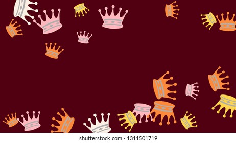 Elegant vector background with colored crowns. Simple gentle template for the card, invitation, printing. Fashionable decoration with beautiful crowns.
