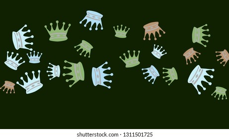 Elegant vector background with colored crowns. Simple gentle template for the card, invitation, printing. Fashionable decoration with beautiful crowns.
