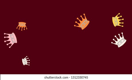Elegant vector background with colored crowns. Simple gentle template for the card, invitation, printing. Fashionable decoration with beautiful crowns.
