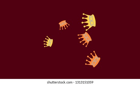 Elegant vector background with colored crowns. Simple gentle template for the card, invitation, printing. Fashionable decoration with beautiful crowns.
