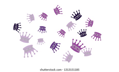 Elegant vector background with colored crowns. Simple gentle template for the card, invitation, printing. Fashionable decoration with beautiful crowns.
