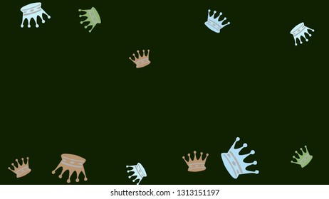 Elegant vector background with colored crowns. Simple gentle template for the card, invitation, printing. Fashionable decoration with beautiful crowns.
