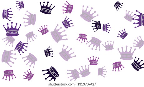 Elegant vector background with colored crowns. Simple gentle template for the card, invitation, printing. Fashionable decoration with beautiful crowns.
