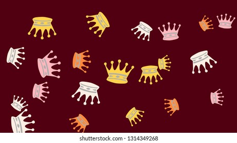 Elegant vector background with colored crowns. Simple gentle template for the card, invitation, printing. Fashionable decoration with beautiful crowns.
