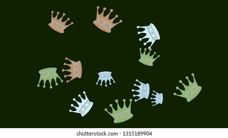 Elegant vector background with colored crowns. Simple gentle template for the card, invitation, printing. Fashionable decoration with beautiful crowns.
